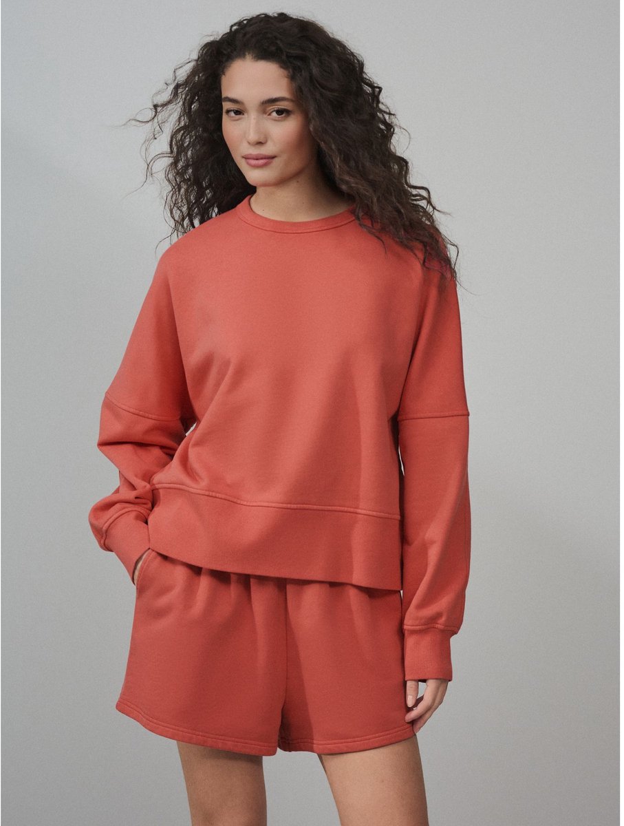 Next - Dames - Ronde hals gewassen Sweatshirt - Rood