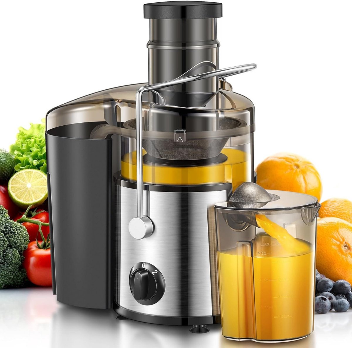 RONN® Sapcentrifuges groenten en fruit - Sapcentrifuges - Slowjuicer - Zilver - ‎15cm x 33cm x 34cm