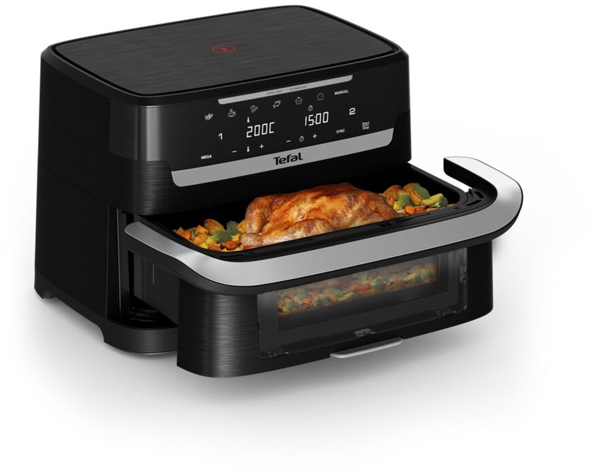 Tefal Dual Easy Fry EY9288 - Dubbele Airfryer XXL 9L - FlexCook GiantZone - EvenFry Technologie - 7 Programma's - Voor 8 Personen