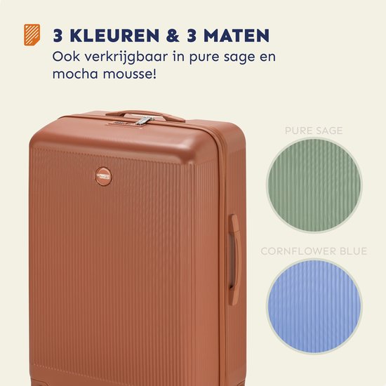 Princess Traveller Oceans kofferset 3 delig (S/M/L) – Mocha Mousse – Lichtgewicht koffers – 191L – GRS gecertificeerd