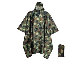 Camouflageponcho / Regenjas — Outdoor, waterdicht en lichtgewicht — 3-in-1 regenjas in cape-stijl — Multifunctionele regenkleding