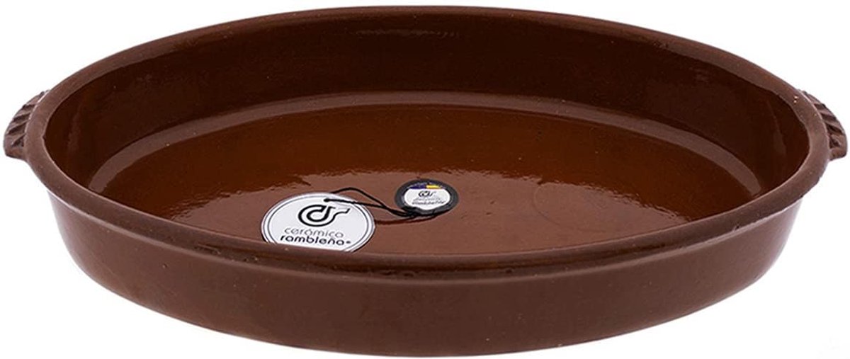 Keramische Bakplaat - Ovale Schaalt - Oven Gebruik - Hittebestendig Keramiek - 38x24x6 cm - Rood