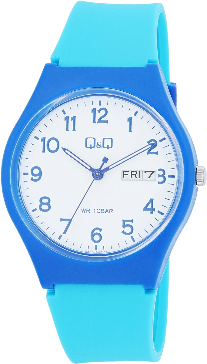 QQ dameshorloge siliconen V39A dameshorloge met siliconen band, 10 BAR, blauw