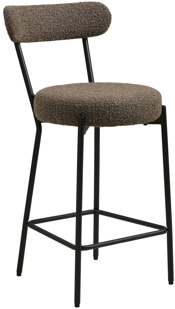 House Nordic Giga Meubel Hocker Polly - Oranje Stof - 51x67x37cm Bruin
