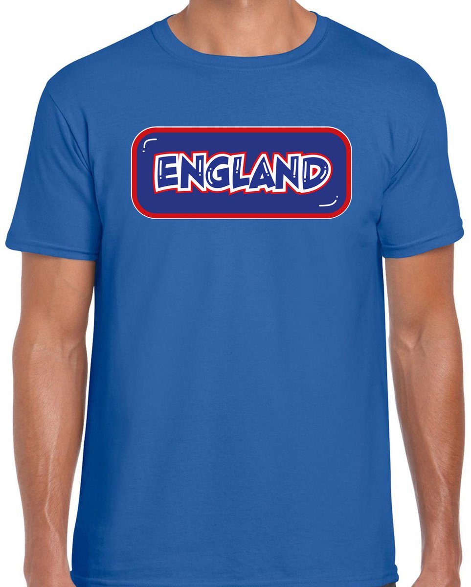 Bellatio Decorations Verkleed T-shirt voor heren - Engeland - blauw - voetbal supporter - themafeest M