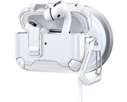 Telestore - AirPods Pro 3 Carbon hard case cover - Carbon hybride wit hoesje Beschermhoes - AirPods pro 3 Cover - hoesje geschikt voor Apple Airpods pro 3 - wit - Carbon hard cover - met MagSafe functie
