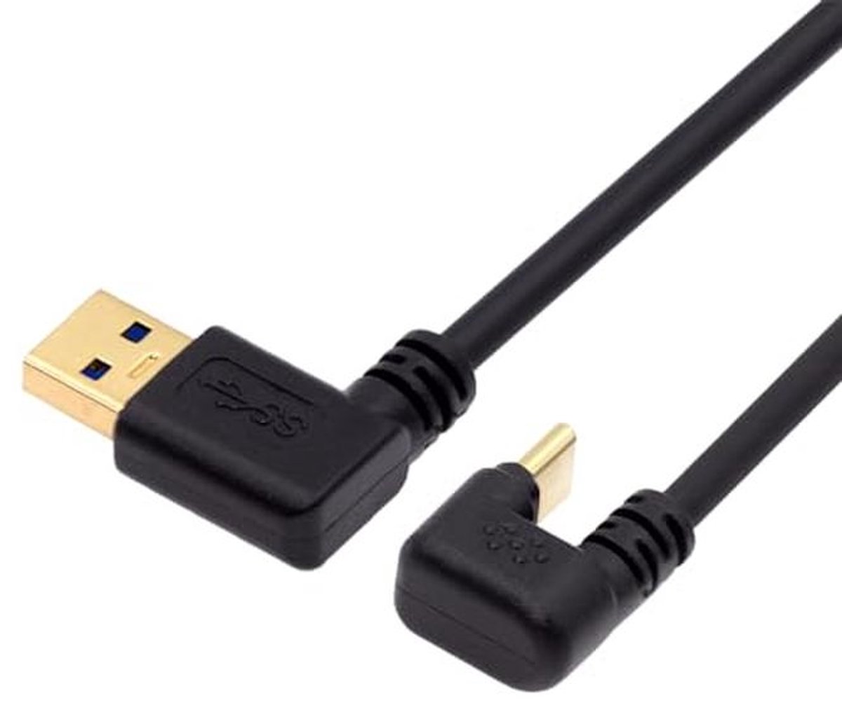 USB 3.0 Type A naar Type C Haakse Aansluitkabel - 5 Gbit/s Gegevensoverdracht, 30 cm