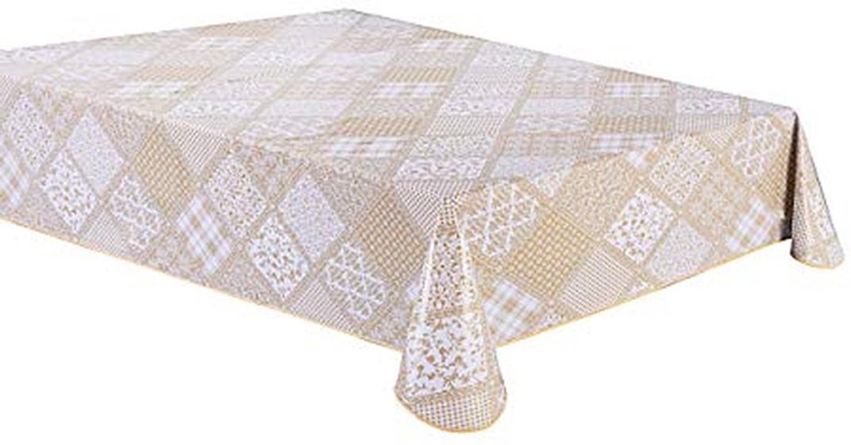 Rechthoekig PVC Tafelkleed 140 x 180 cm - Beige