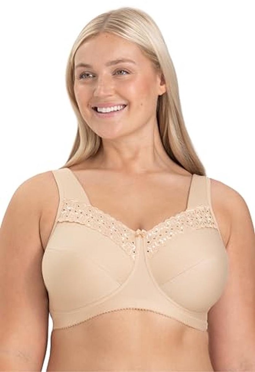 Comfortabele Katoenen Bh zonder Beugels met Broderie Anglaise