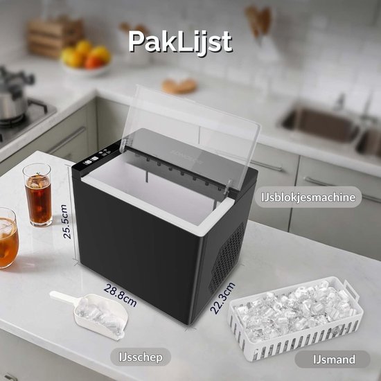 Draagbare IJsmaker - IJsmachine Blokjes - Drankjes Koelen - Eenvoudige Bediening - 12kg per 24 uur - Zwart — afbeelding 5