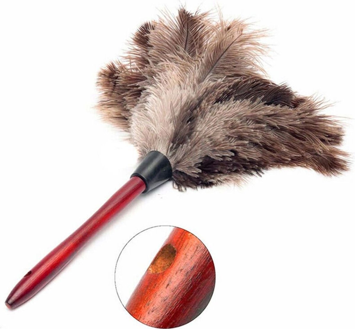 2 struisveren stofdoeken, stofdoek, stofdoek, houten borstel, stofveren - rood