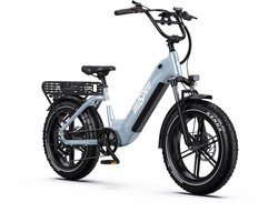 Elektrische Fiets ONESPORT - Krachtige 864Wh Verwijderbare Accu - 100 km Actieradius - 20x4.0 Inch All-Terrain Banden - Shimano 7 Versnellingen - Hydraulische Schijfremmen - Aluminium Frame - Grijsblauw