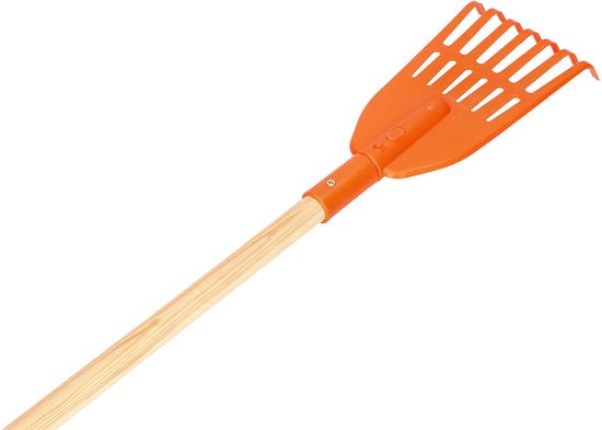 KOTARBAU® Bladhark, Tuinhark van Kunststof, 7 Tanden, Oranje- met Houten Steel, Gazonhark, Waaierbezem, Lichtgewicht Hark, Stevige Hark, van Merkloos	 — afbeelding 4