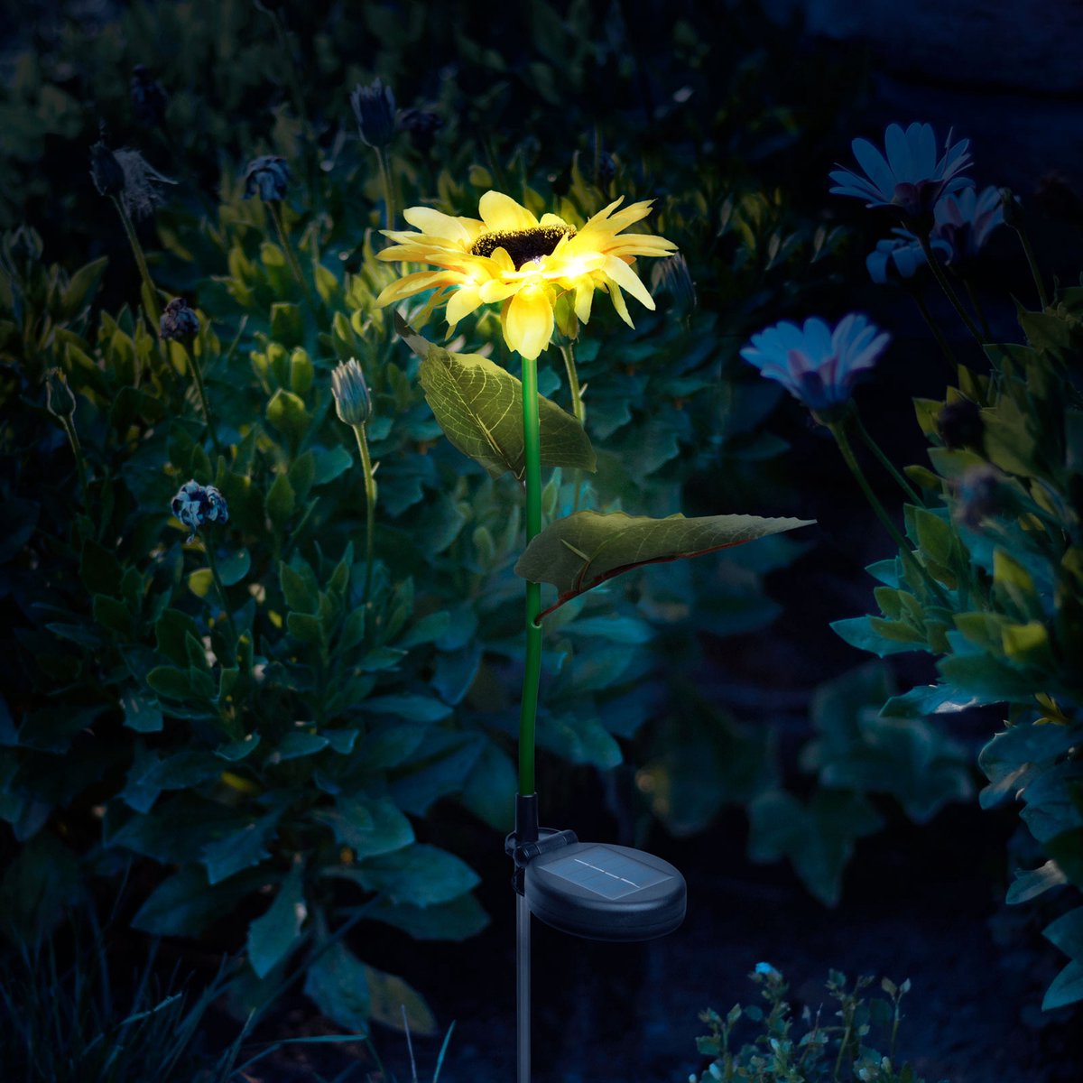 1x Solar Zonnebloem Tuinlamp – 75 Cm – 8 Warm Witte LED’s – Met Grondspies – Op Zonne-Energie – Automatisch Aan Bij Schemer – Decoratieve Buitenverlichting Voor Tuin, Balkon En Bloembed [11762]