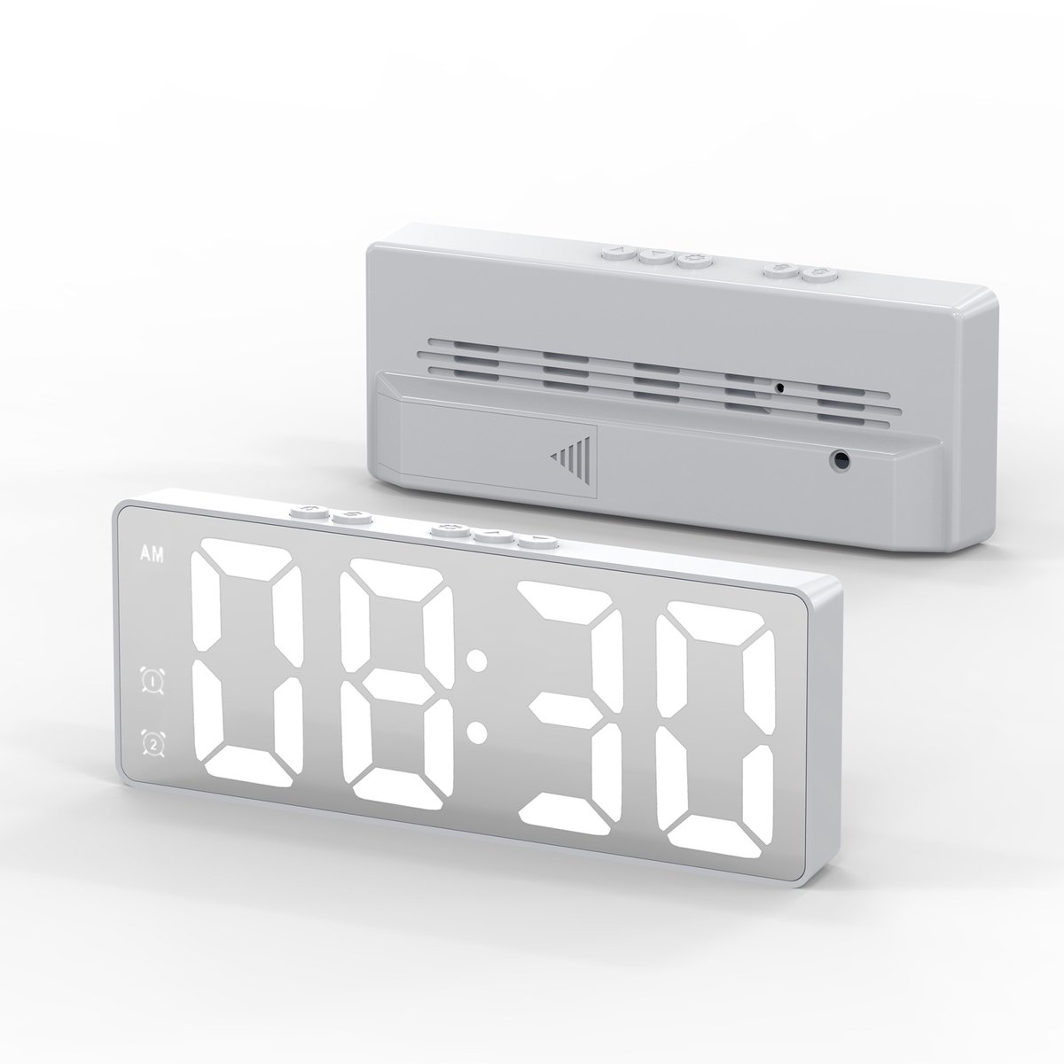 Ynkkvre - Digitale wekker - Wekker - Digitale klok - Alarmklok - Groot Scherm Met Temperatuurweergave En 12/24Uursmodus - 1 - Voor Thuis/Wit