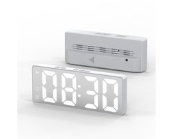 Ynkkvre - Digitale wekker - Wekker - Digitale klok - Alarmklok - Groot Scherm Met Temperatuurweergave En 12/24Uursmodus - 1 - Voor Thuis/Wit