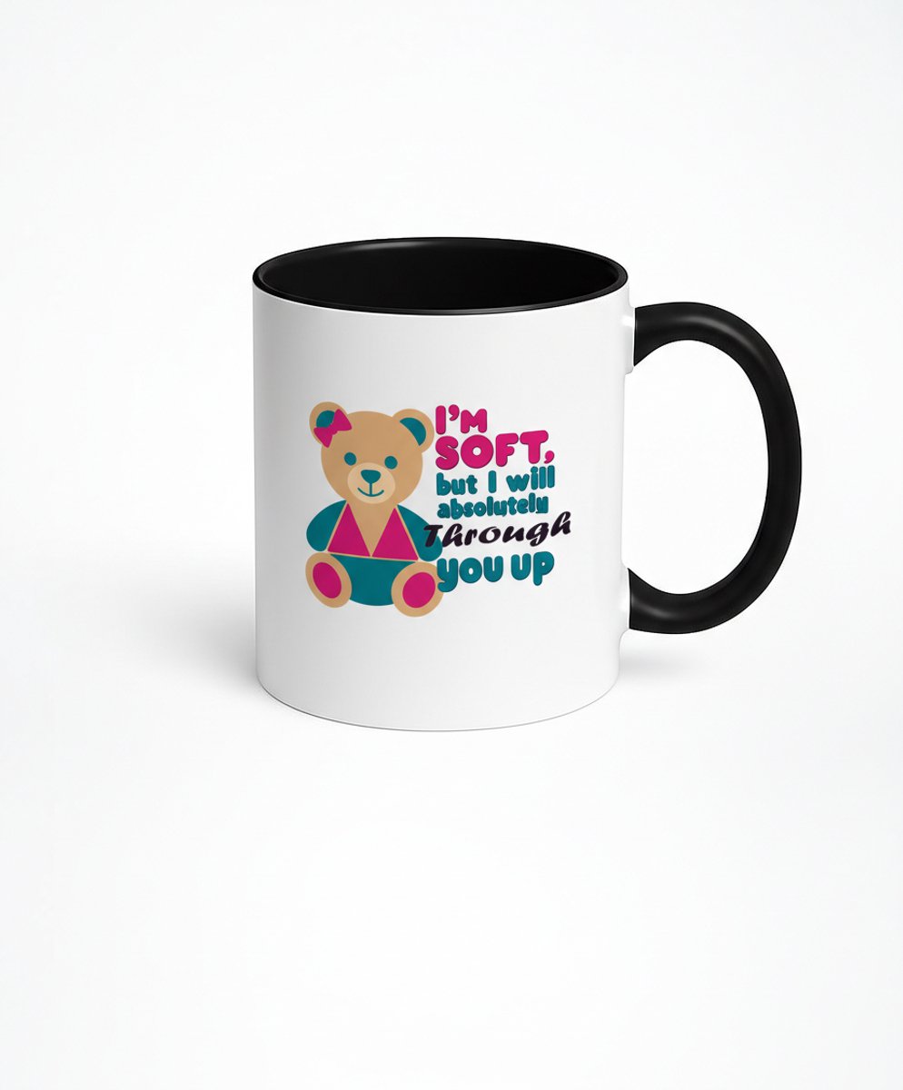 I'M SOFT Teddybeer Mok - Zwart Accent - Cadeau voor Koffieliefhebbers