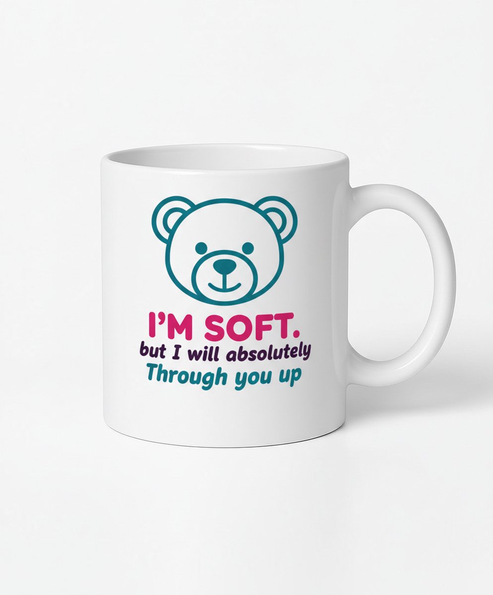 I'm Soft Teddybeer Mok - Grappige Koffiemok met Tekst