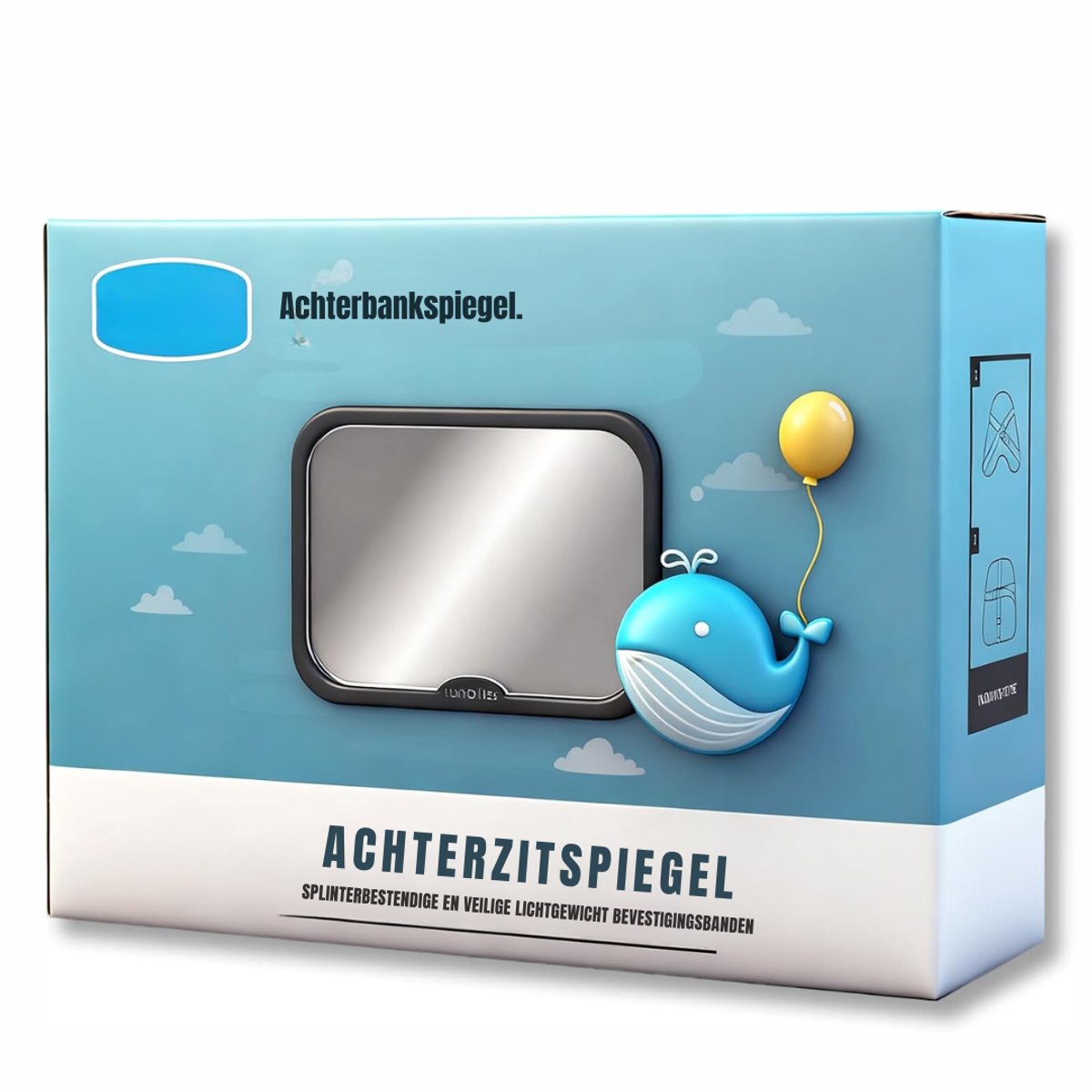 MMM® Auto Spiegel Baby - Achteruitkijkspiegel Baby - Autospiegel Baby Voor Achterbank - Zwart - 25 cm x 18 cm x 8 cm