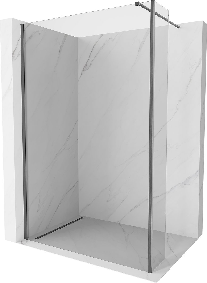 Mexen Kioto douchewand Walk-in 115 x 30 , transparant, geborsteld geweergrijs - 800-115-212-66-00-030