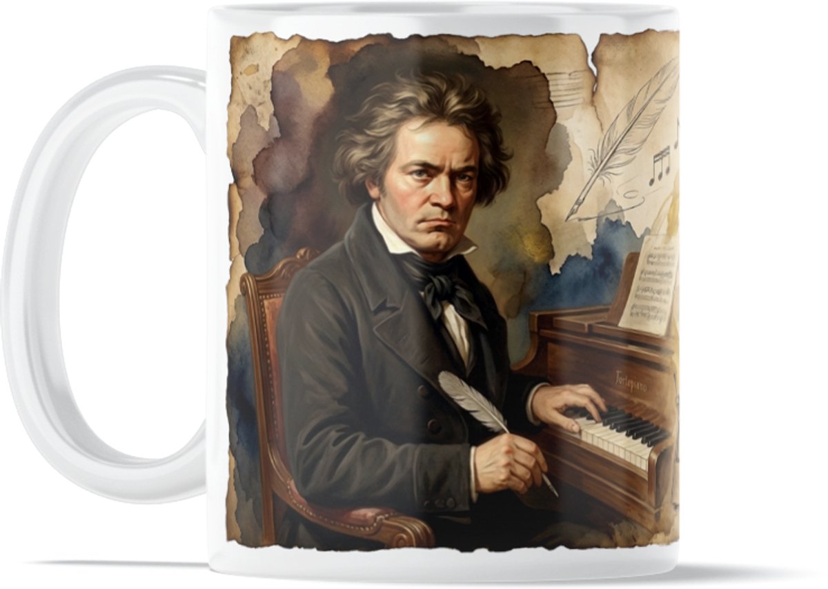 Klassieke Muziek Quote Mok Ludwig van Beethoven - "To play without passion is inexcusable" - Piano & Viool Cadeau voor Muzikanten zoals Pianist of Violist