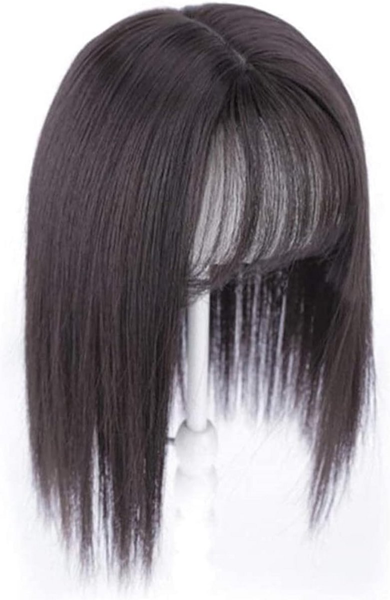 Haarstuk met Clip-In Pony voor Dames - Natuurlijke Top Donker Zwart (25 cm)