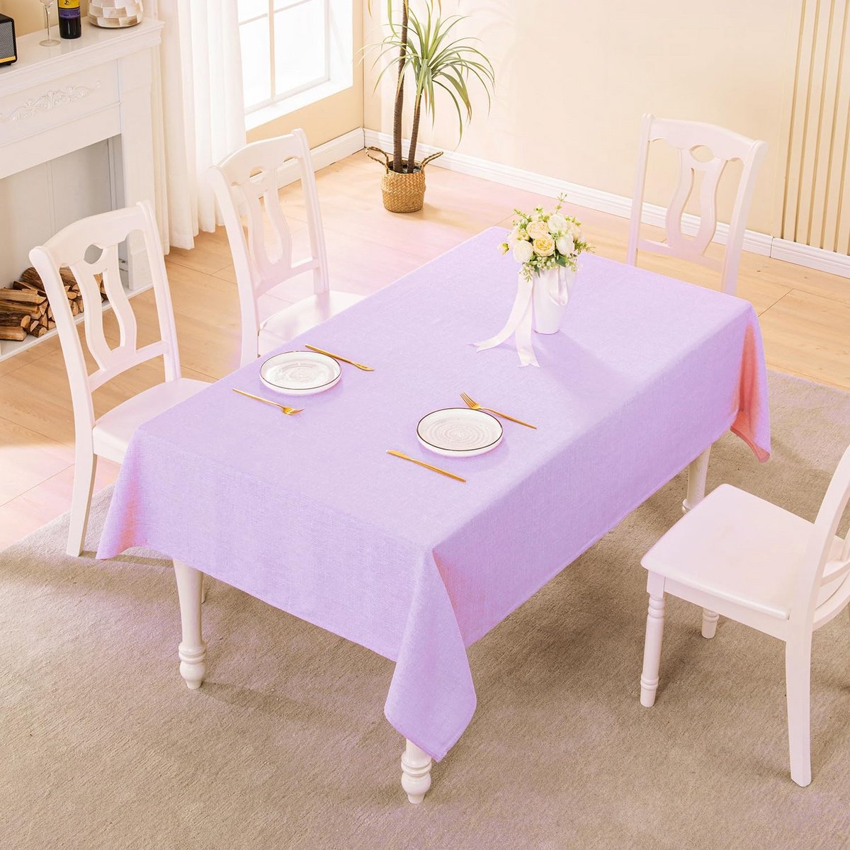 Waterdicht Rechthoekig Tafelkleed met Linnenlook voor Binnen en Buiten