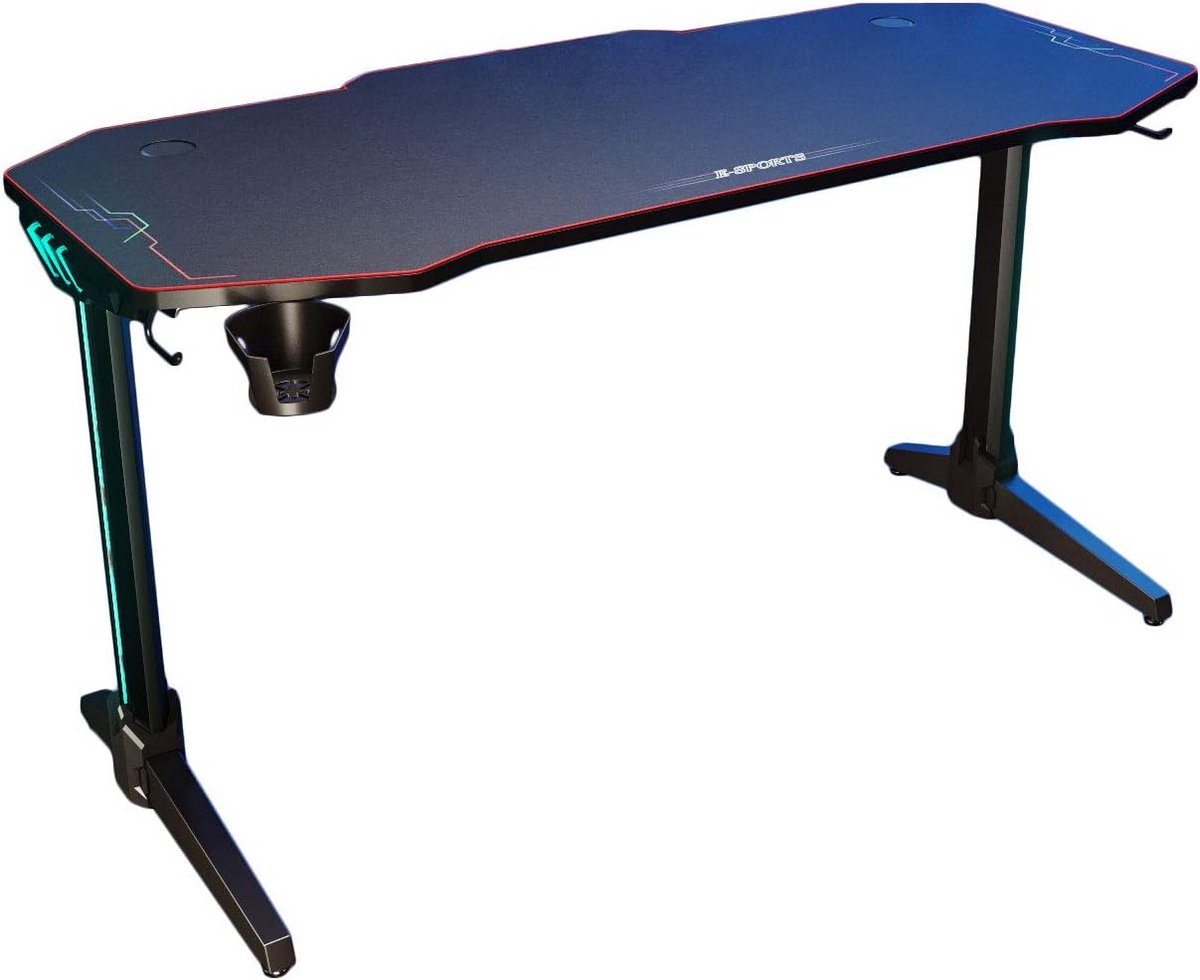 Grote Gaming Desk 140 cm met RGB LED Verlichting - PC Tafel voor 2-3 Monitoren