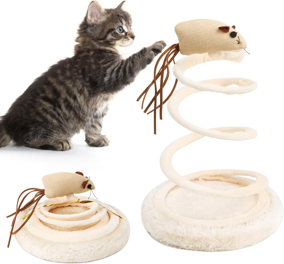 Interactief Kattenspeelgoed Set: Hengel, Spiraalveer en Toverstaf voor Katten en Kittens