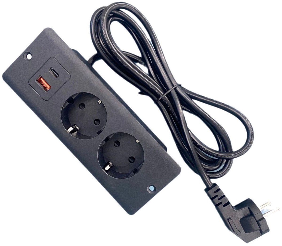 Inbouw USB-stekkerdoos van 1,5 m Geschikt voor kantoorbureau - Zwart