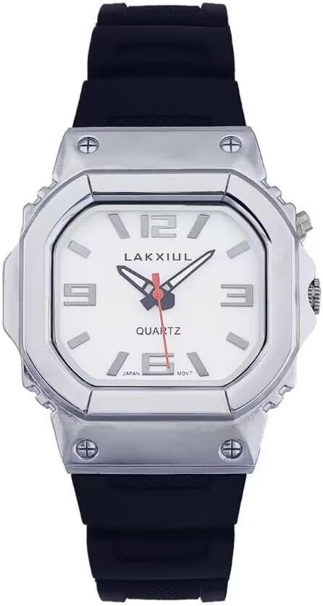 Sprekend Horloge in het Engels voor Blinden en Ouderen - Zilver met Zwarte Band