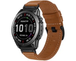 Strap-it Premium leren bandje geschikt voor Garmin Fenix 8 (Pro-E-47mm) - Fenix 7 (Solar-Pro) - 6 (Solar-Pro) - Fenix 5 (Plus) / Forerunner 970 - 965 - 955 - 945 - 935 - 745 / Epix Gen 2 - Pro 47mm / Quatix 7-8 (Bruin)