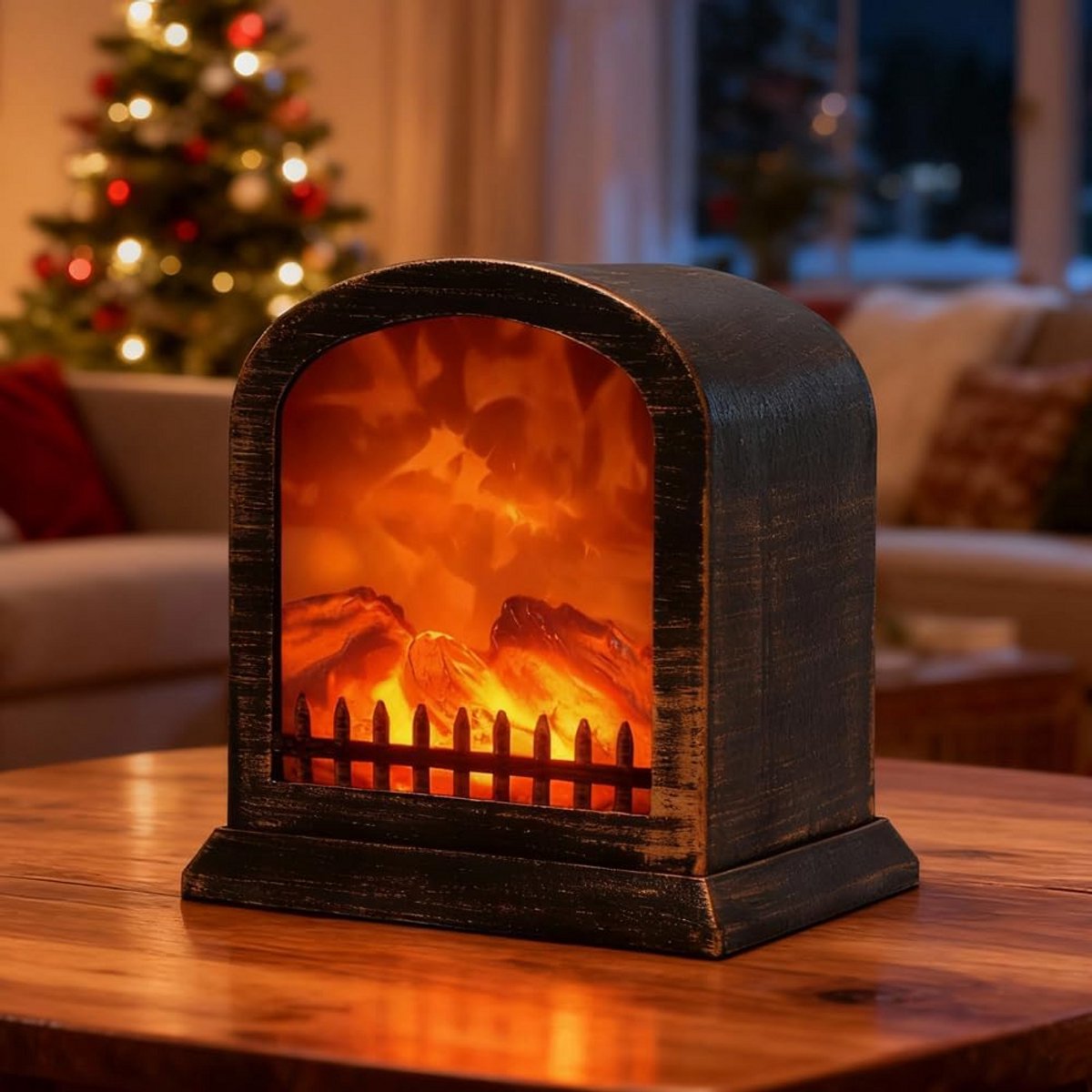 Decoratieve Elektrische Sfeerhaard met Realistische LED Vlammen - USB Oplaadbaar