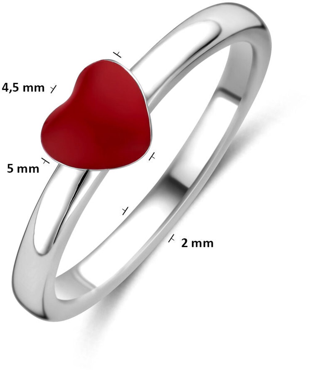 Zilveren Ring met Emaille Hart – Gerhodineerd 925 Zilver - 1341487