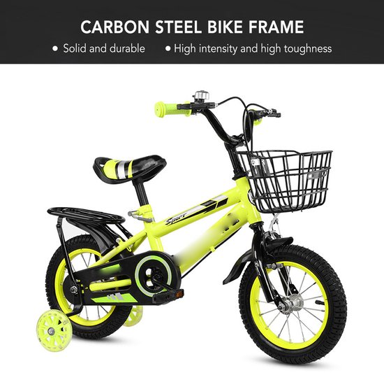 Kinderfiets - 16 Inch Fiets - voor Jongens en Meisjes vanaf 3 Jaar - met Zijwieltjes - Verstelbaar Stuur en Zadel - Geel — afbeelding 4