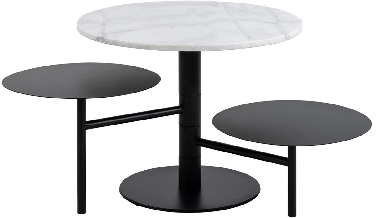 Giga Living Salontafel Rond Ø60cm - Marmer Zwart/Wit - Estelle - Giga Living