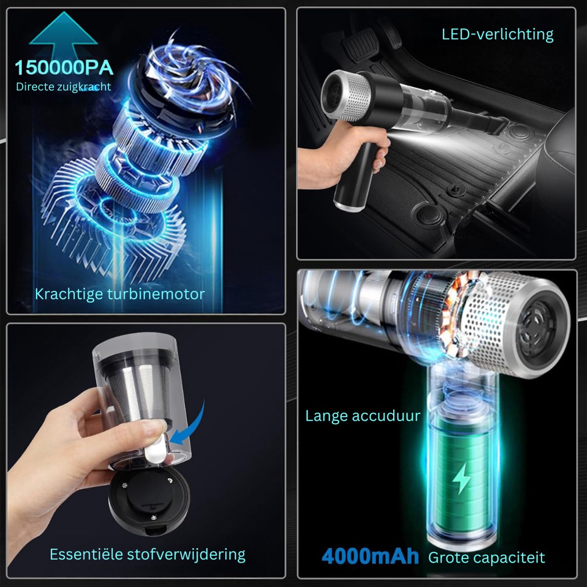 Octav8® Draadloze Kruimeldief Handstofzuiger - afbeelding 2