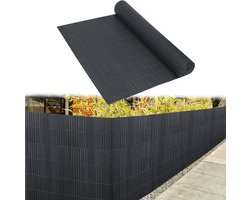 Aufun PVC Balkon Scherm Mat - Privacy Schutting Waterdicht - Versterkte Lamellen Met Kabelbinders - Inkijkdicht Balkonafscheiding - Antraciet - 80x300cm