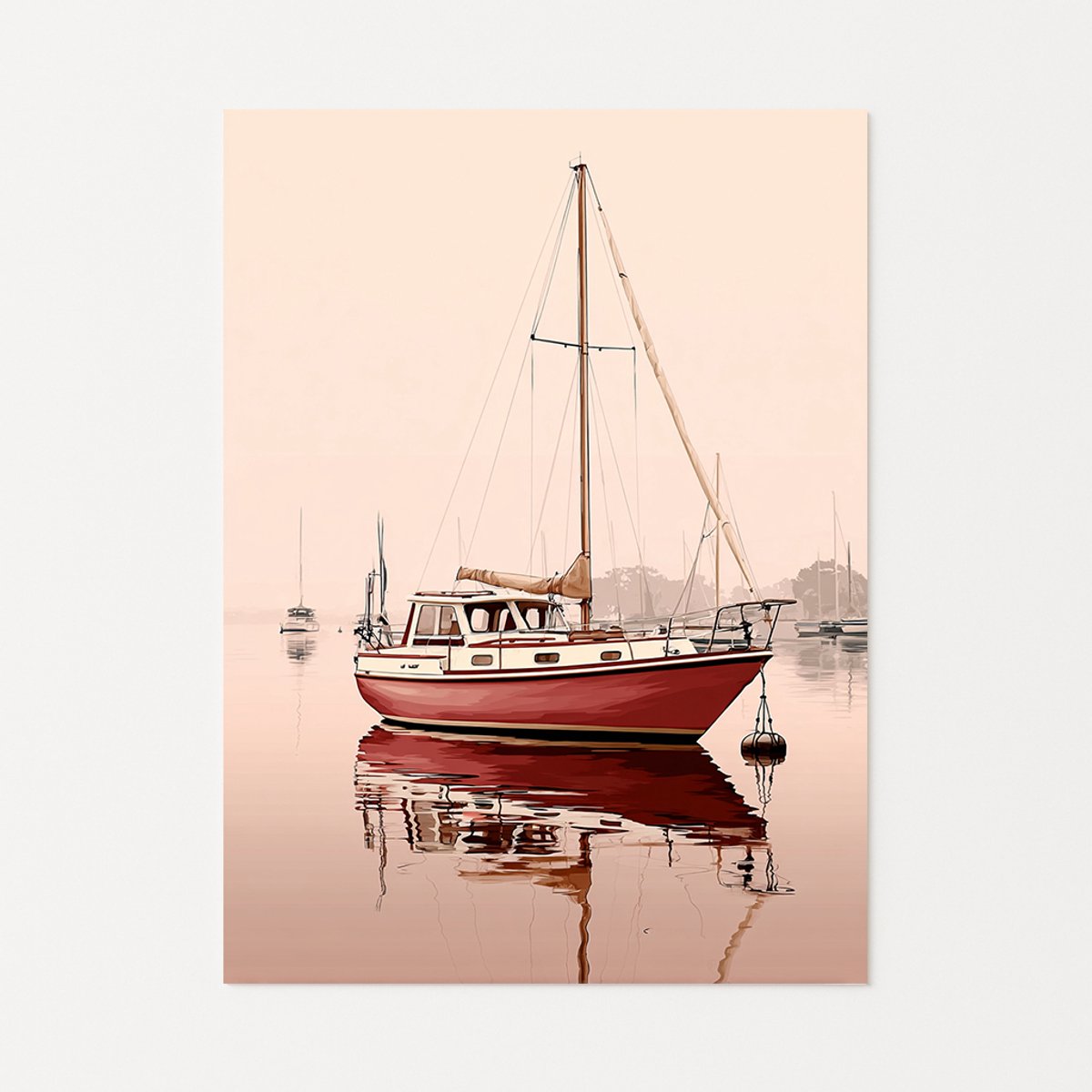 Zeilboot muurdecoratie - Wanddecoratie modern - Poster vintage - 70x100 cm