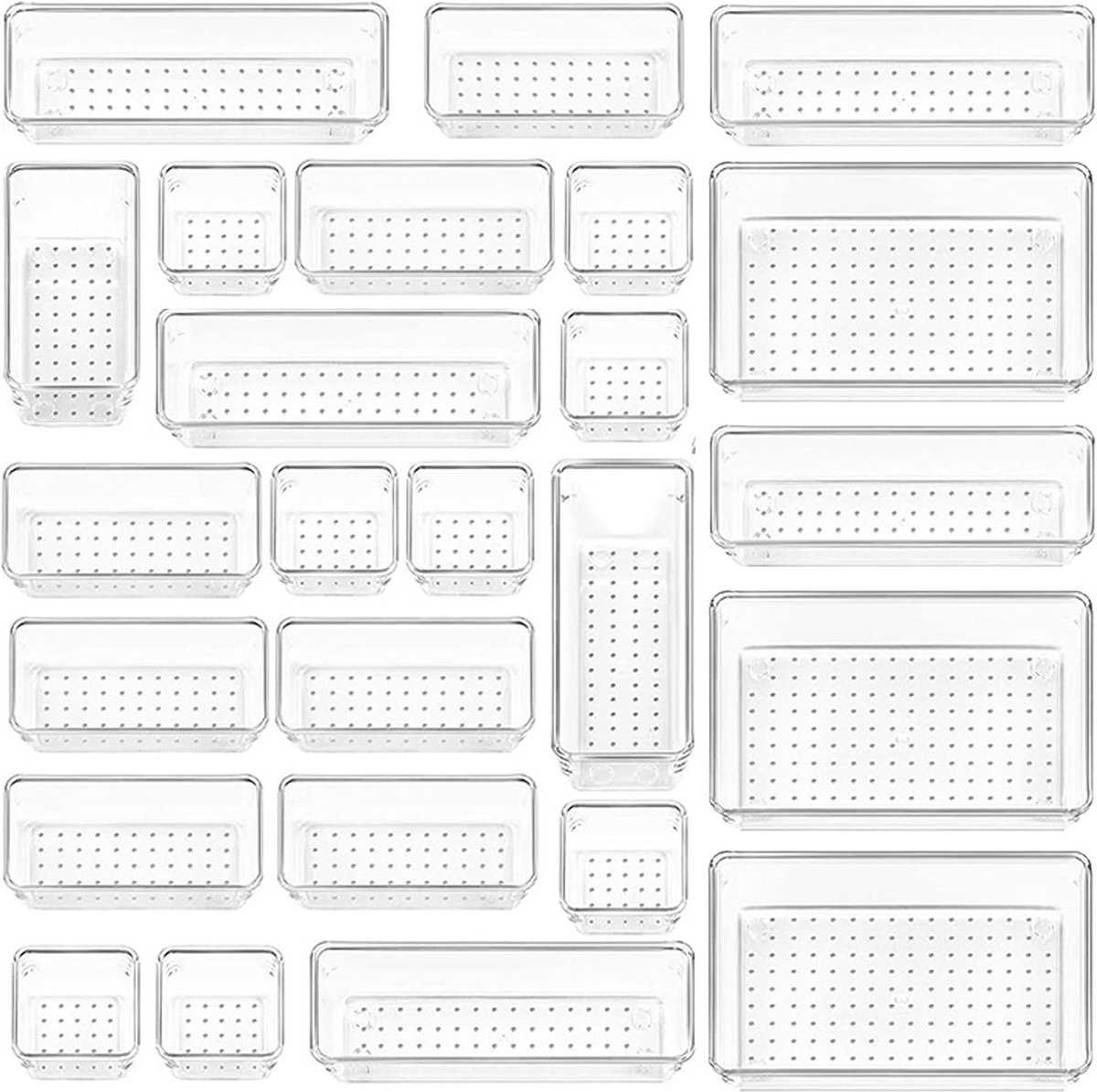 25 Delige Transparante Lade Organizer Set voor Thuis en Kantoor