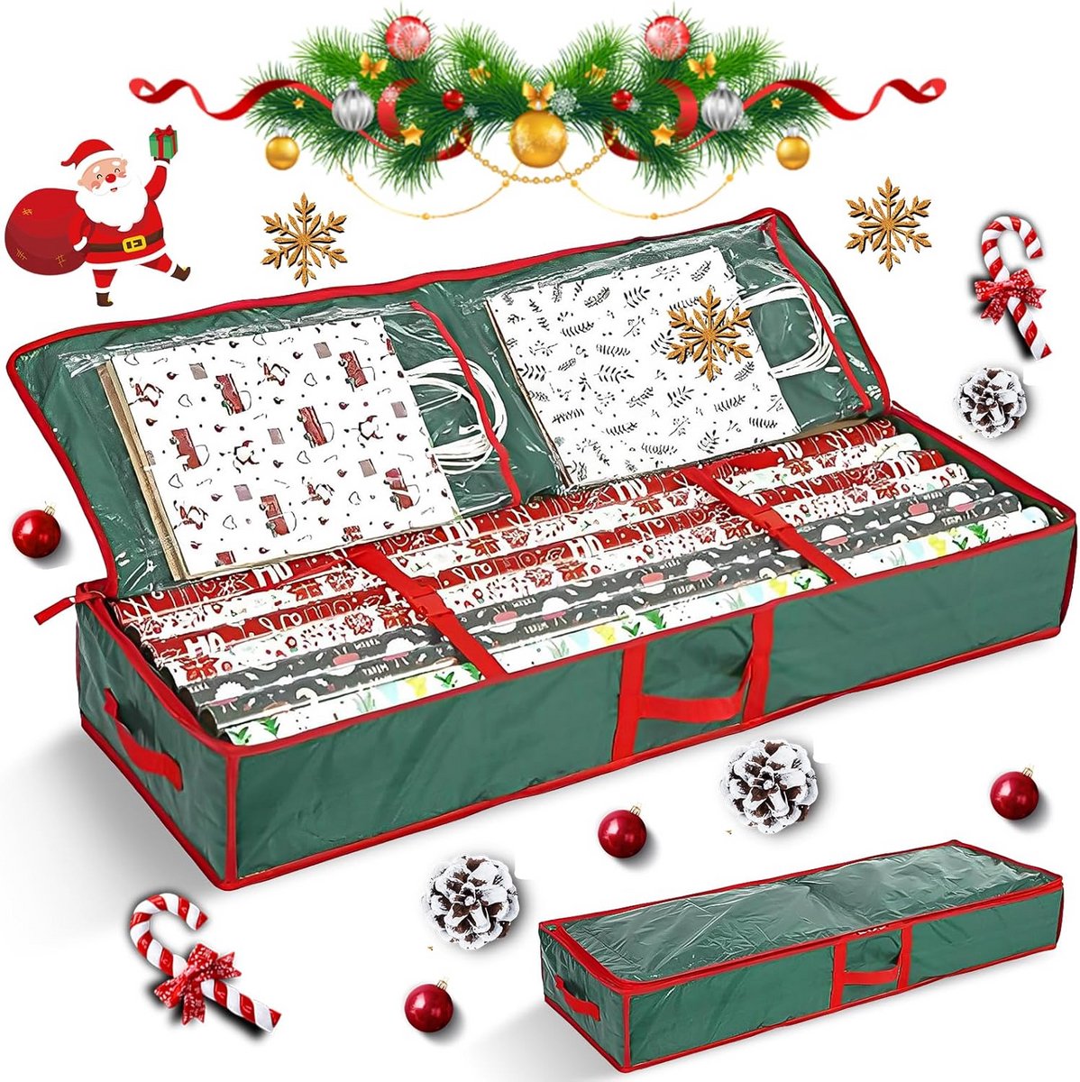 Grote Opbergtas voor Cadeaupapier en Decoraties met Vakken
