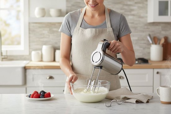 Voltz Handmixer - 5-Speed met Turbo - Deeghaken & Klitters - RVS van Voltz — afbeelding 5