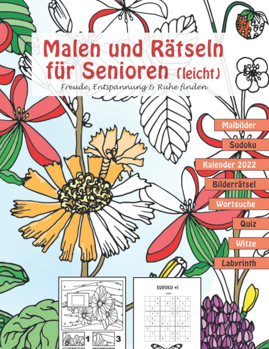 Puzzel- en kleurboek voor Ouderen: Plezierige Hersengymnastiek met Grote Tekst