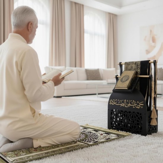 Islamitische Gebedshoek Standaard met Opbergruimte voor Koran en Gebedskleed van Merkloos — afbeelding 5