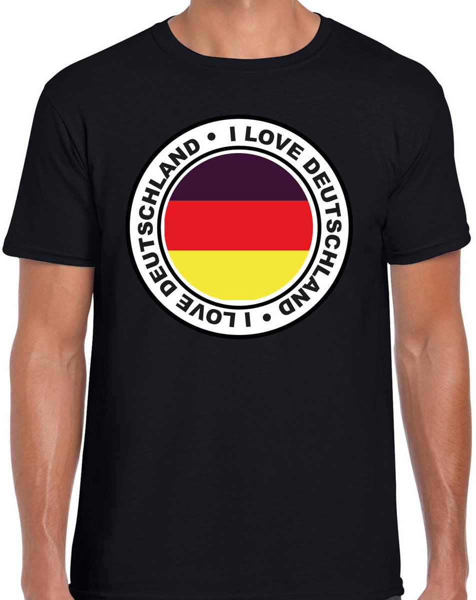 Bellatio Decorations Verkleed T-shirt voor heren - I Love Duitsland - zwart - voetbal supporter - themafeest S