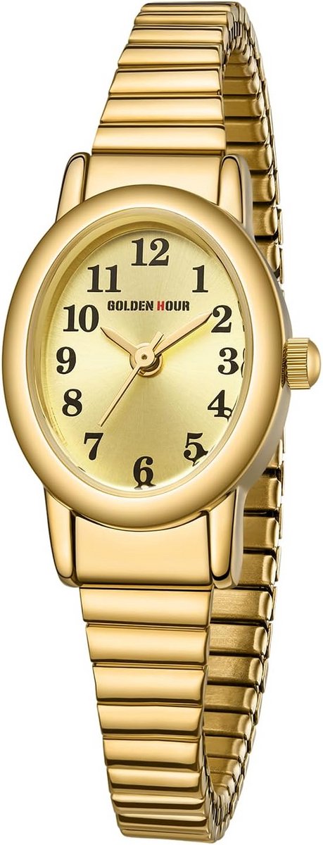 Klein dameshorloge met uittrekbare roestvrijstalen armband, analoog uurwerk, gemakkelijk afleesbaar