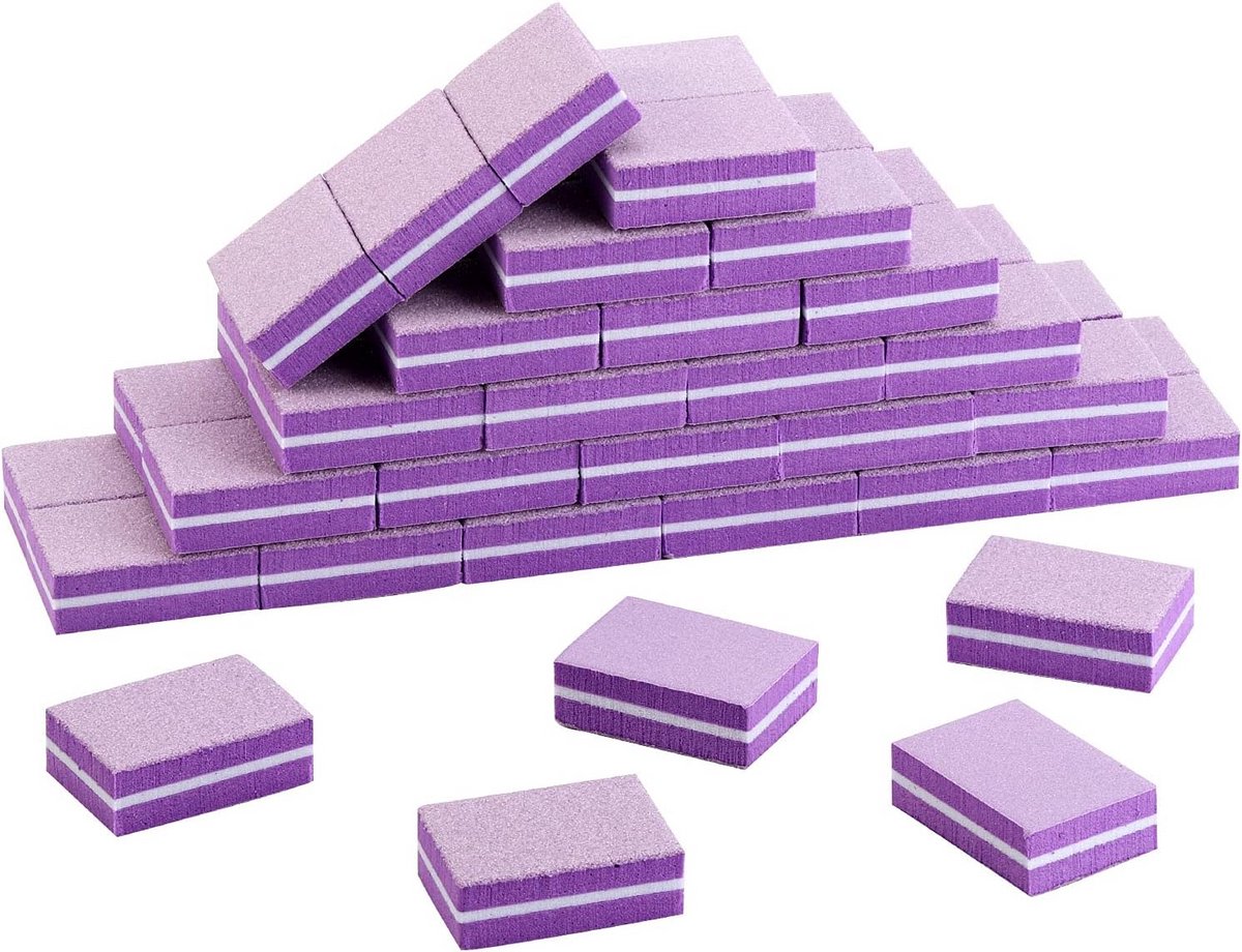 50 Stuks Mini Nagelbuffer Blokken 180/100 Grit Polijstbaarzen voor Acryl Nagels