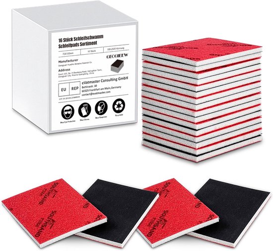 Schuurspons Set 16 Stuks Korrel 400 – 125mm Schuurblokken voor Nat