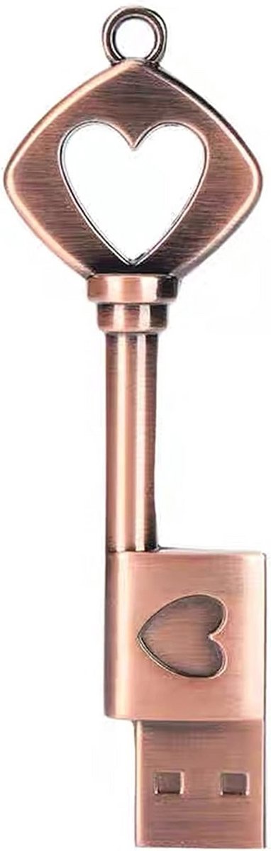 Metalen USB Stick in Hartvorm met Sleutelhanger - Diverse Capaciteiten
