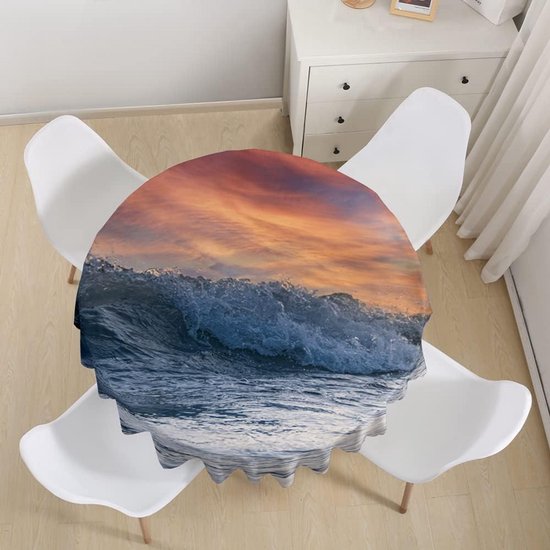 Fansu Ronde Tafelkleed Waterdicht Veeg Schoon, Cirkelvormige Tafelkleden Uitgerust Elastische Edged, Vlekbestendig Polyester Tafelhoes voor Eetkamer